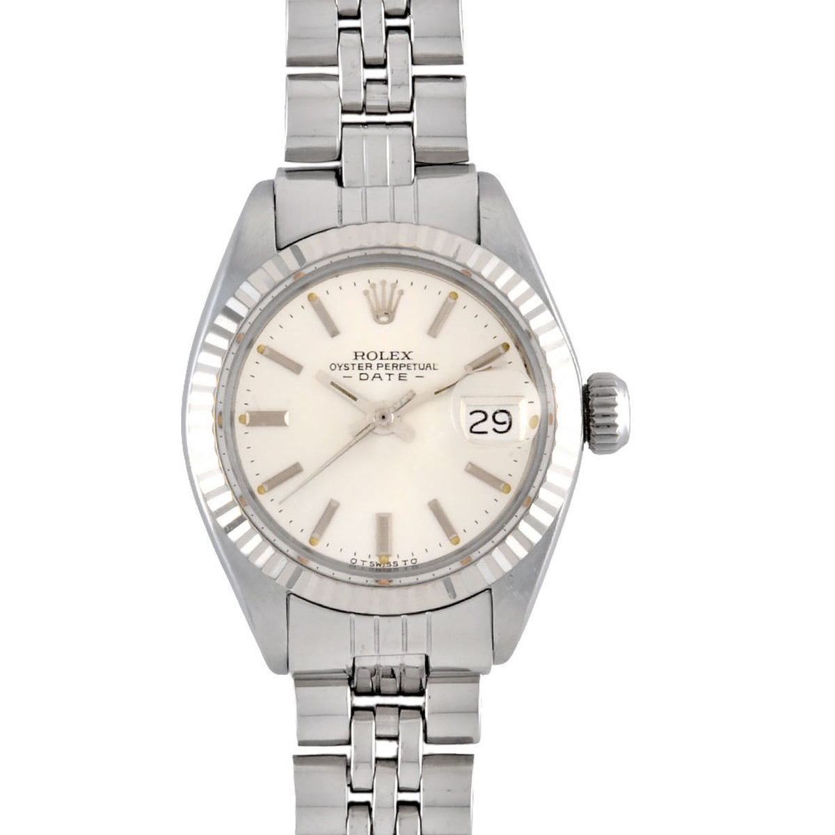 Pre-Owned Rolex ROLEX 6917 Datejust 7-digit 40 series (circa 1974) Automatic wristwatch Silver dial Fluted bezel Ladies