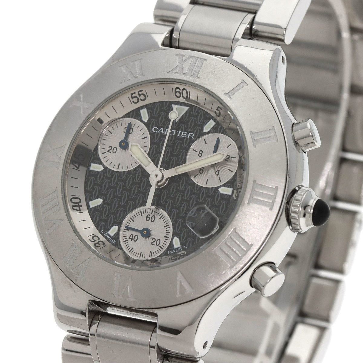 Pre-Owned Cartier W101072T2 Chronoscuff 21 Watch Stainless Steel SS Men's CARTIER