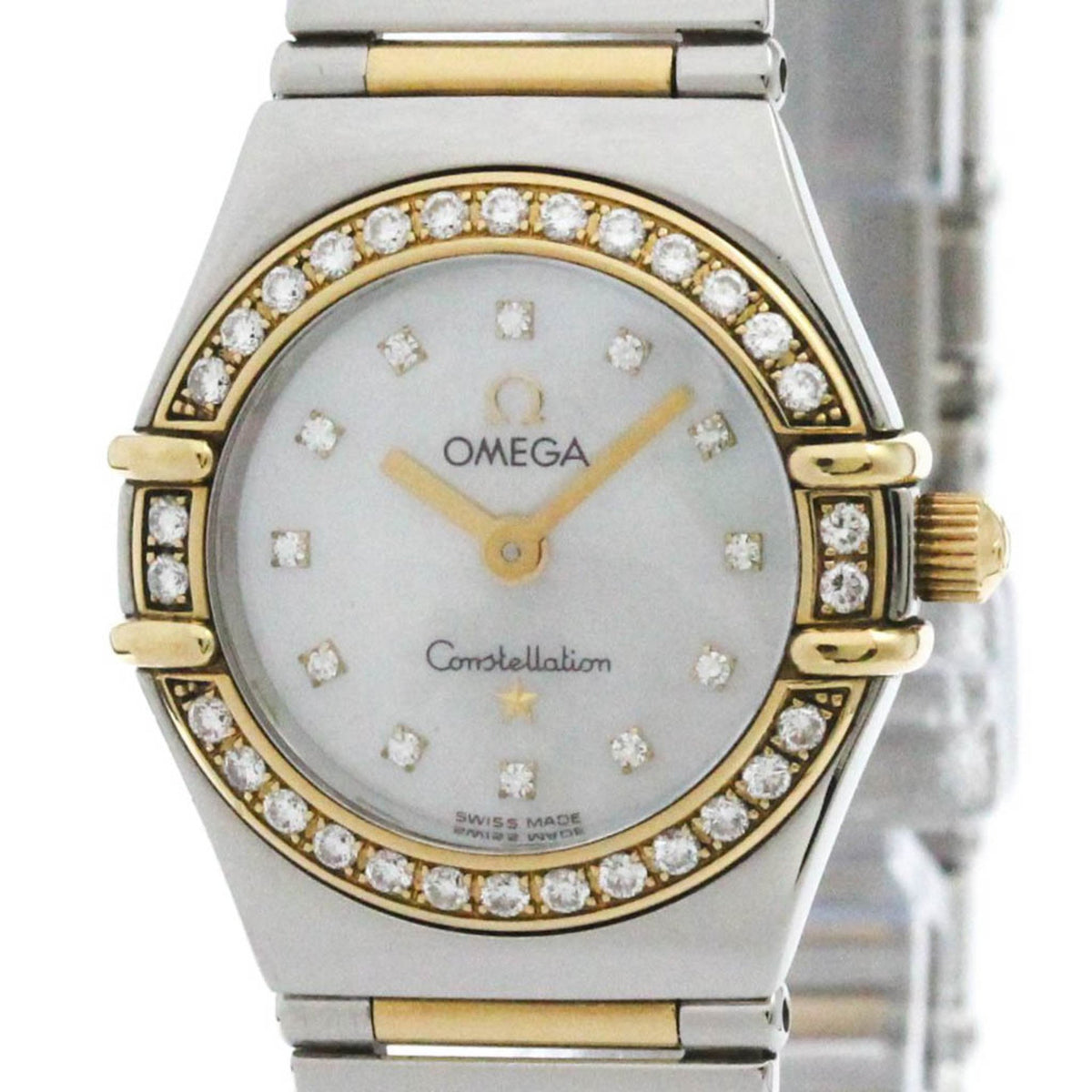 Pre-Owned OMEGA Constellation Diamond MOP 18K Gold Steel Watch 1365.75 Polished