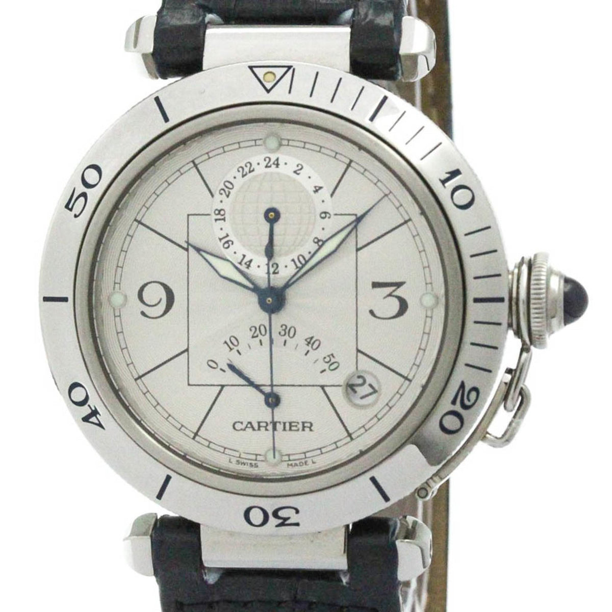 Gebrauchte CARTIER Pasha 38 GMT Power Reserve Automatikuhr W3103755 Poliert BF582816 