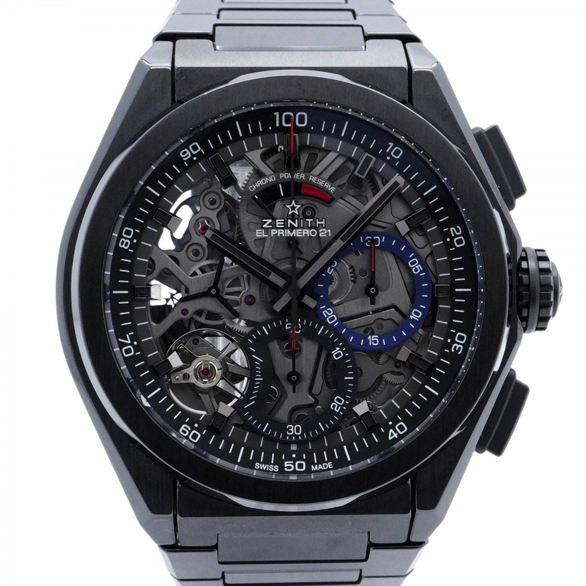 Pre-Owned Zenith Defy El Primero 21 Black Ceramic Skeleton Dial Men's Watch 49.9000.9004 78.M9000