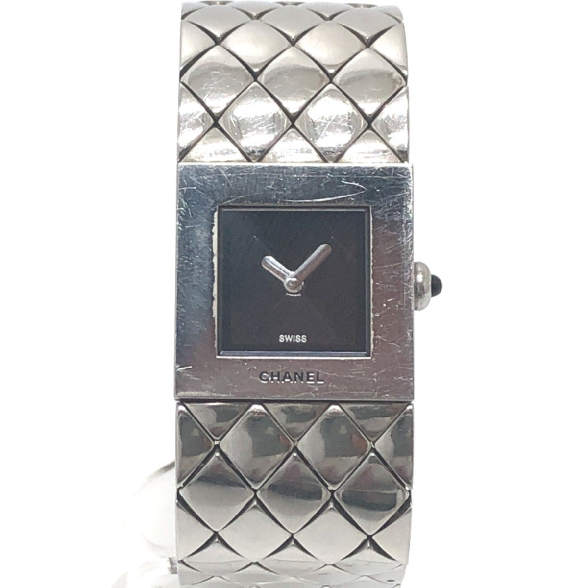 Pre-Owned CHANEL Chanel Matelasse Quartz Watch Wristwatch SS Ladies Silver