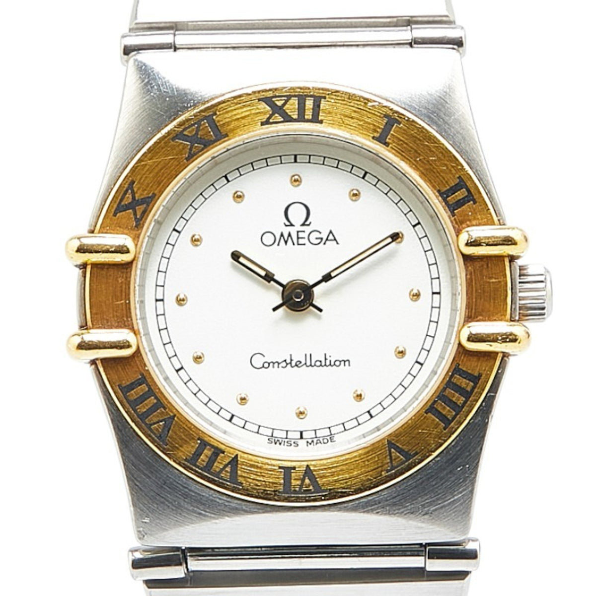 Pre-Owned Omega Constellation Manhattan Watch 1310.20.00 Quartz White Dial Stainless Steel Yellow Gold Women's OMEGA