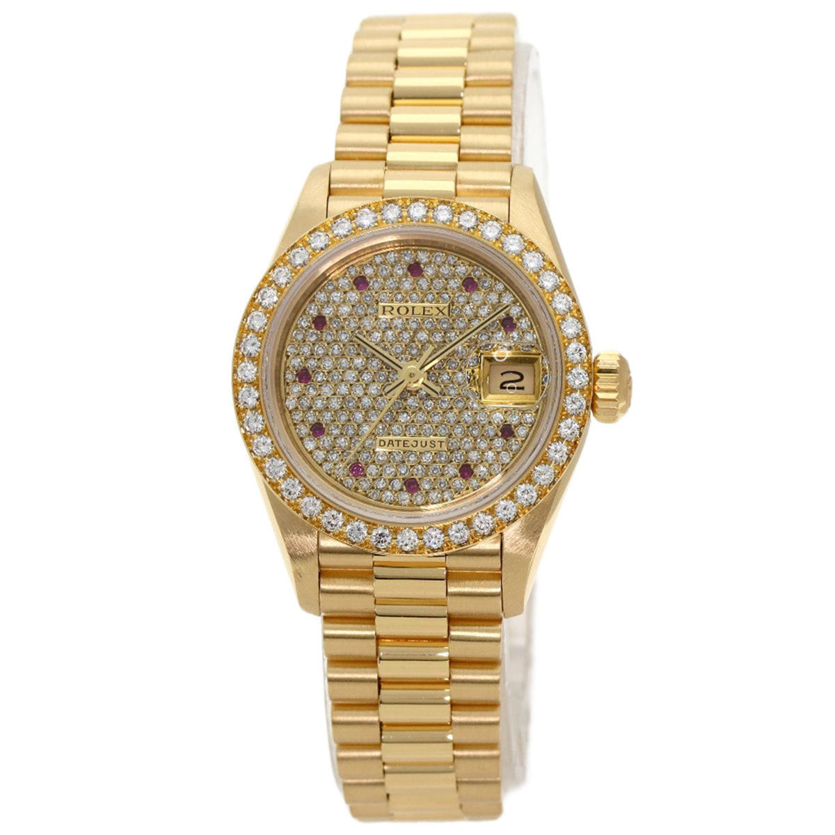 Pre-Owned Rolex 69138 Datejust Diamond and Ruby Watch in 18K Yellow Gold/18KYG with Diamonds, Women's