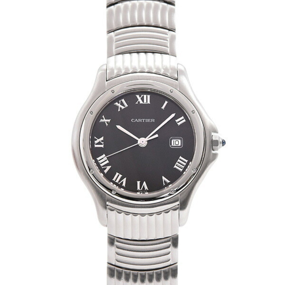 Pre-Owned Cartier Watches for Men and Women, Panthere Cougar LM, Black Dial, Battery-Powered, Stainless Steel, W35016F8 SS