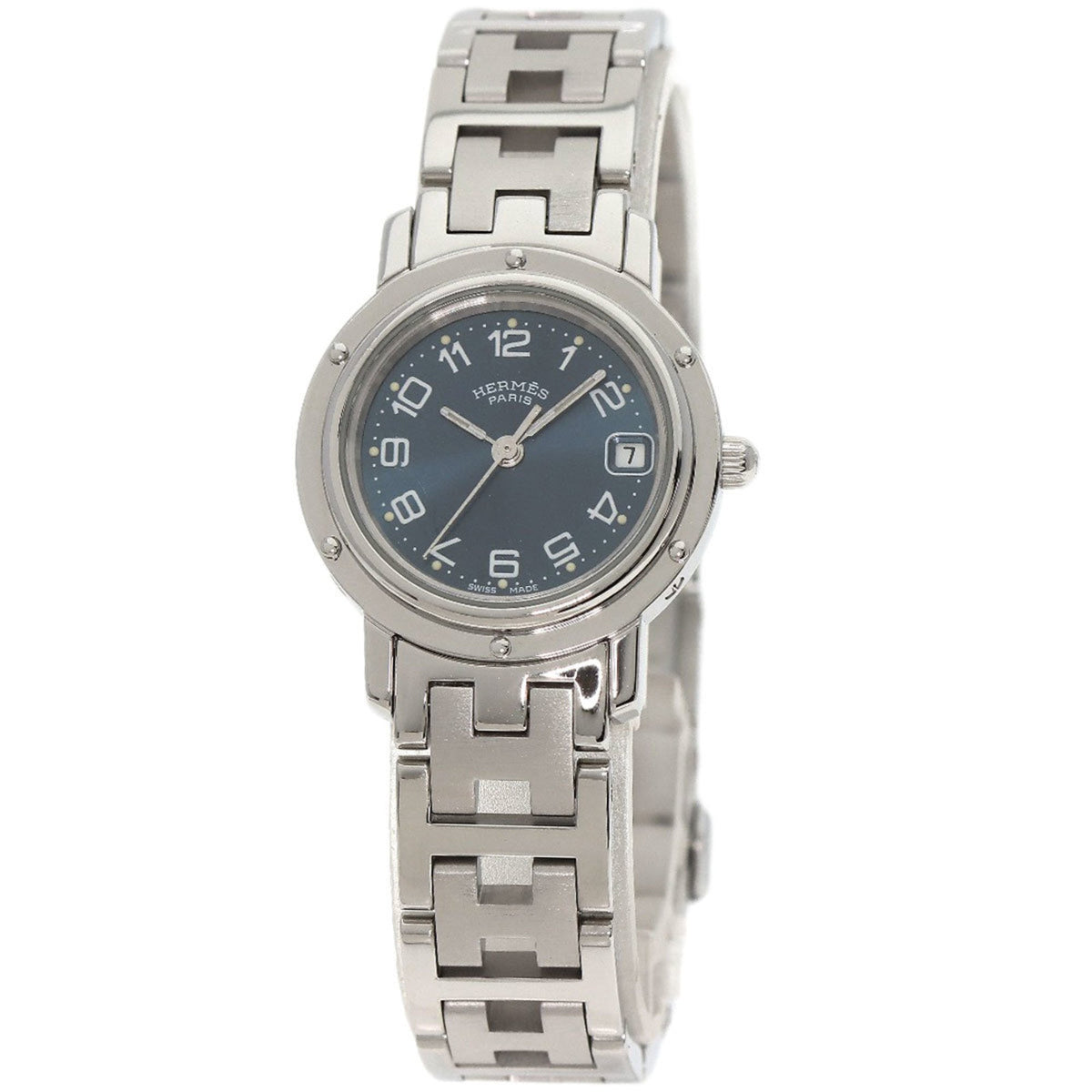 Pre-Owned Hermes CL4.210 Clipper Watch Stainless Steel SS Ladies HERMES