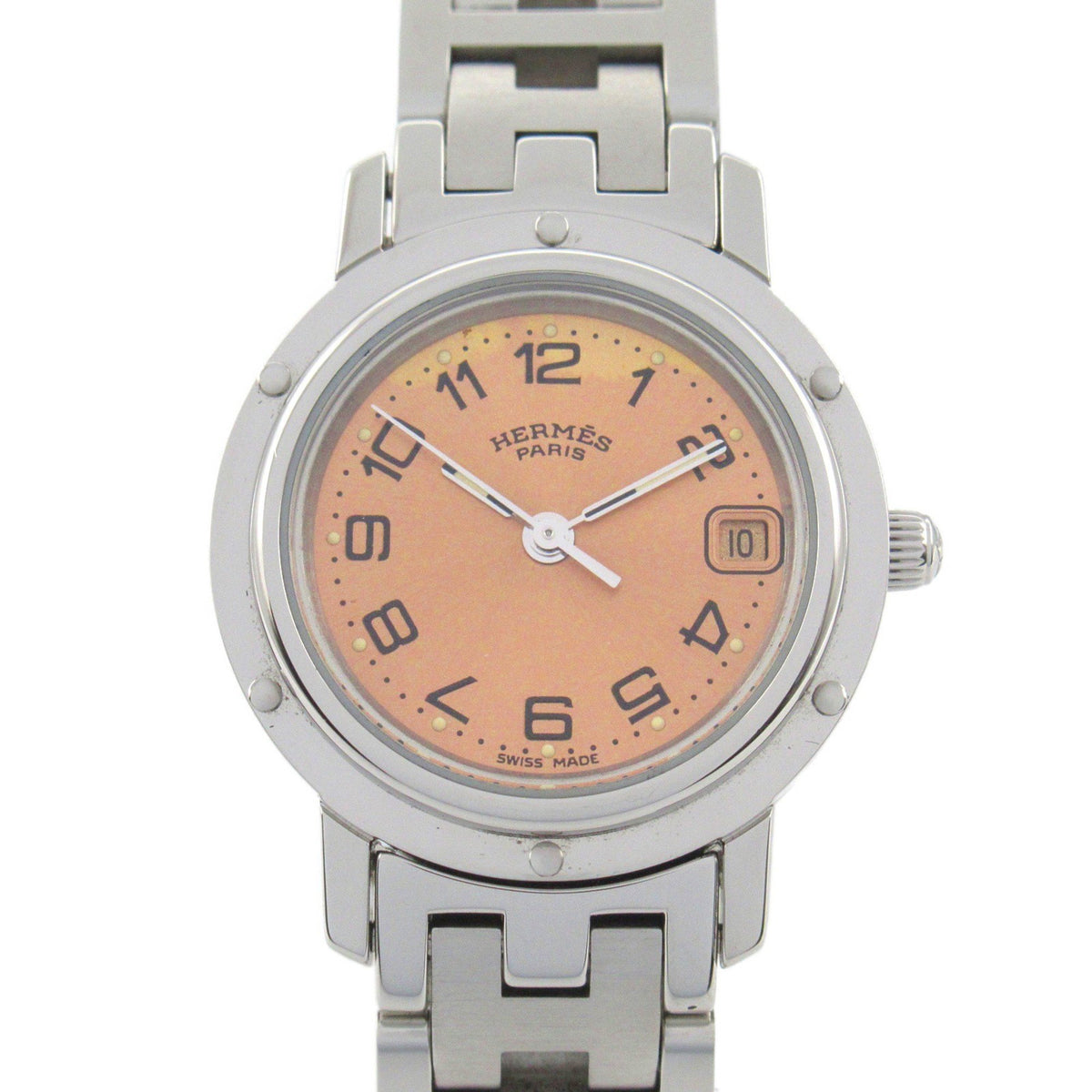 Montre Hermes Clipper d'occasion en acier inoxydable pour femme, rose CL4.210 
