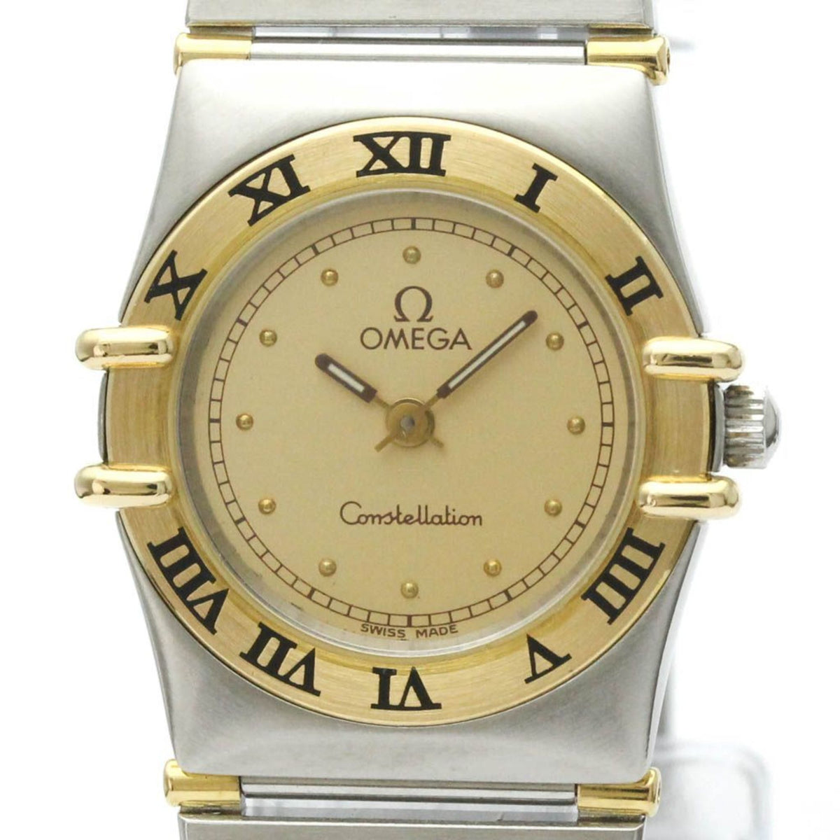 Pre-Owned OMEGA Constellation 18K Gold Steel Ladies Watch 795.1080 Polished