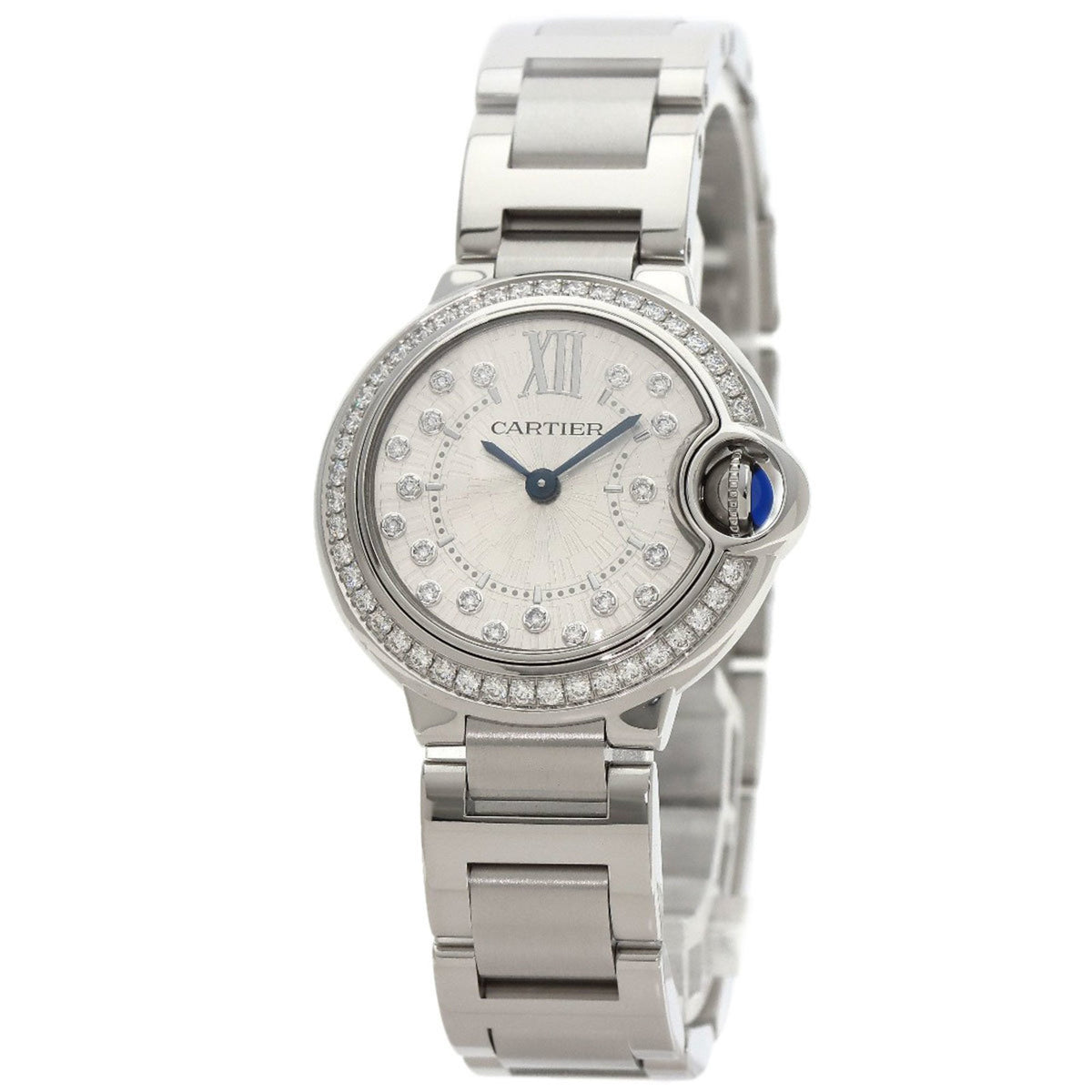 Gebrauchte Cartier W4BB0034 Ballon Bleu 28 mm Diamantuhr aus Edelstahl, Damen 