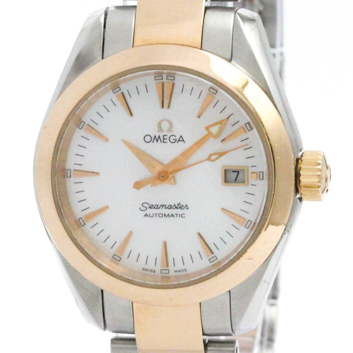 Pre-Owned OMEGA Seamaster Aqua Terra MOP Dial 18K Pink Gold Steel Watch 2373.70 BF581027