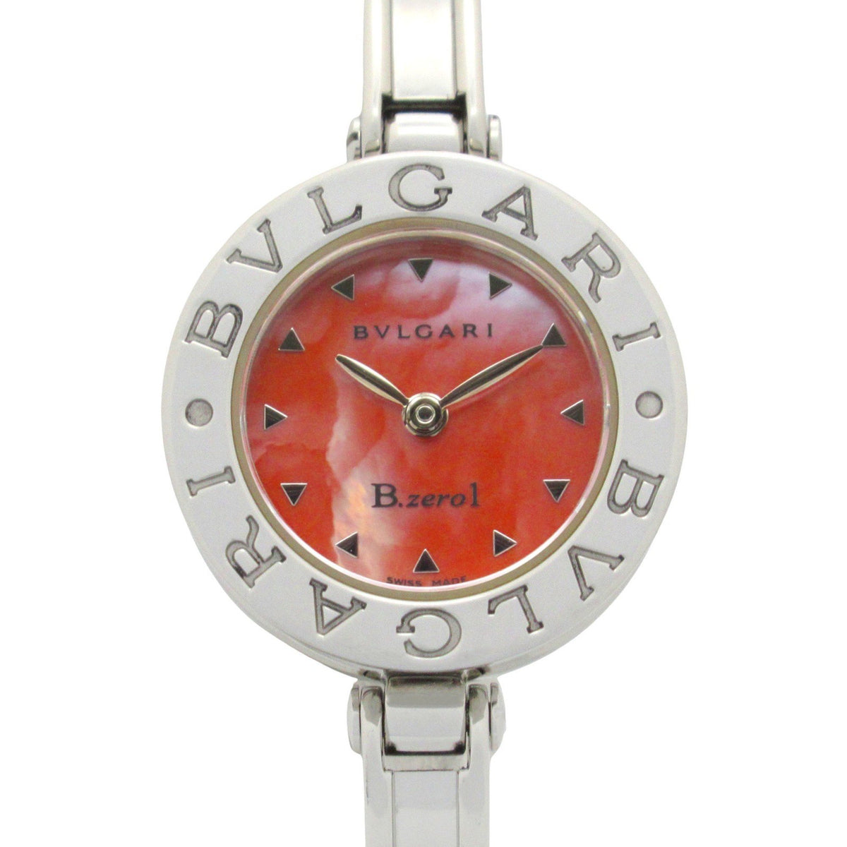 Montre BVLGARI B-zero1 d'occasion pour femme en acier inoxydable, coque rose et orange BZ22S 
