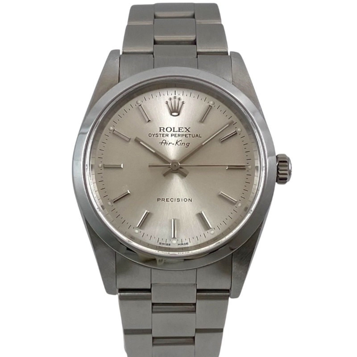 Pre-Owned ROLEX Air-King 14000 Stainless Steel Men's Watch, Silver, Z-Serial Number