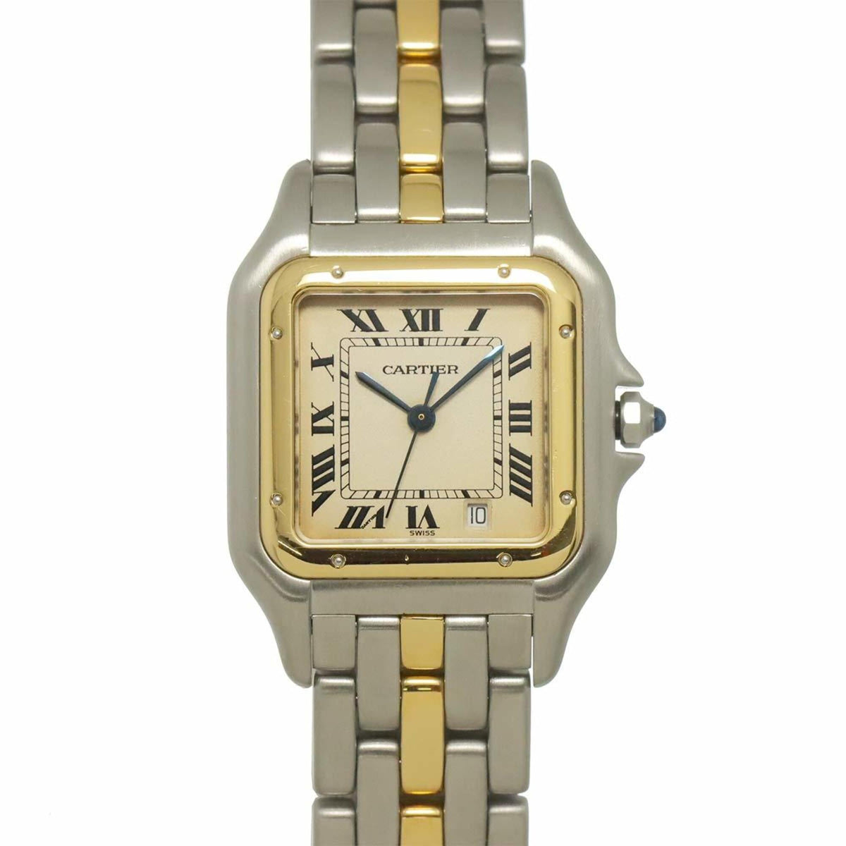 Pre-Owned Cartier Panth?re MM 1-Row 83083242 Date Two-Tone Boys' Watch Ivory YG Yellow Gold Quartz