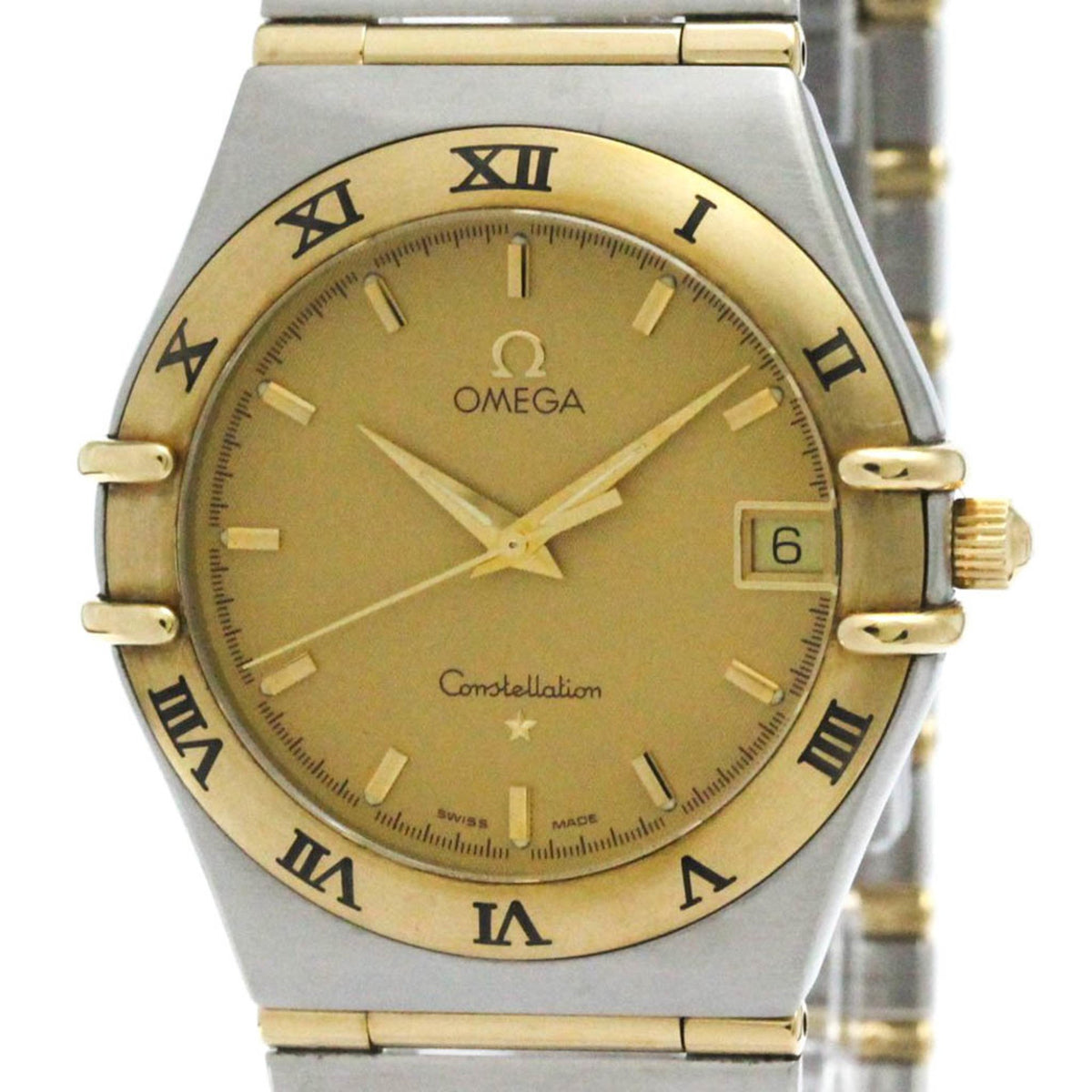 Pre-Owned OMEGA Constellation 18K Gold Steel Quartz Mens Watch 1212.10 Polished