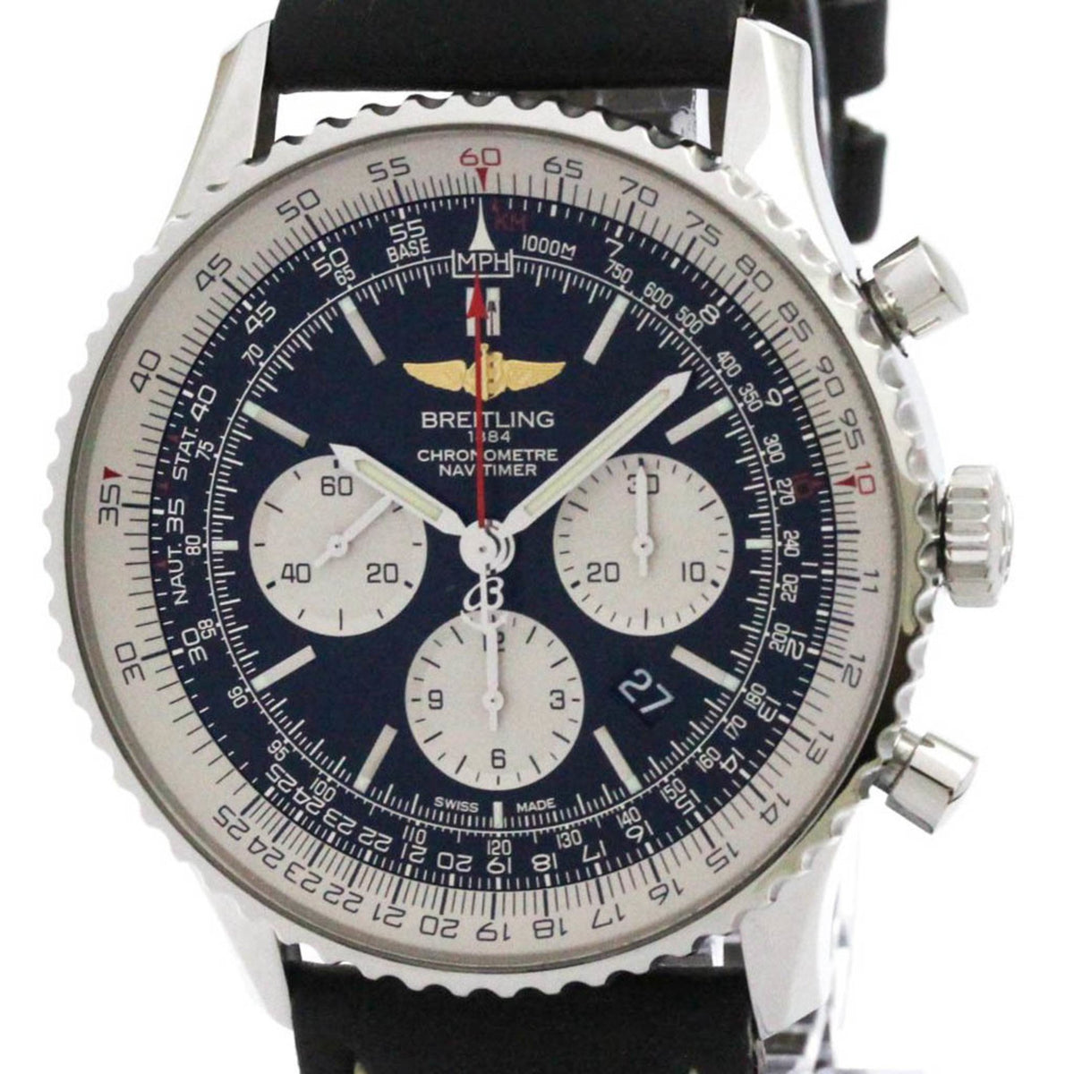 Pre-Owned BREITLING Navitimer 1 B01 Chronograph Steel Mens Watch AB0127 Polished