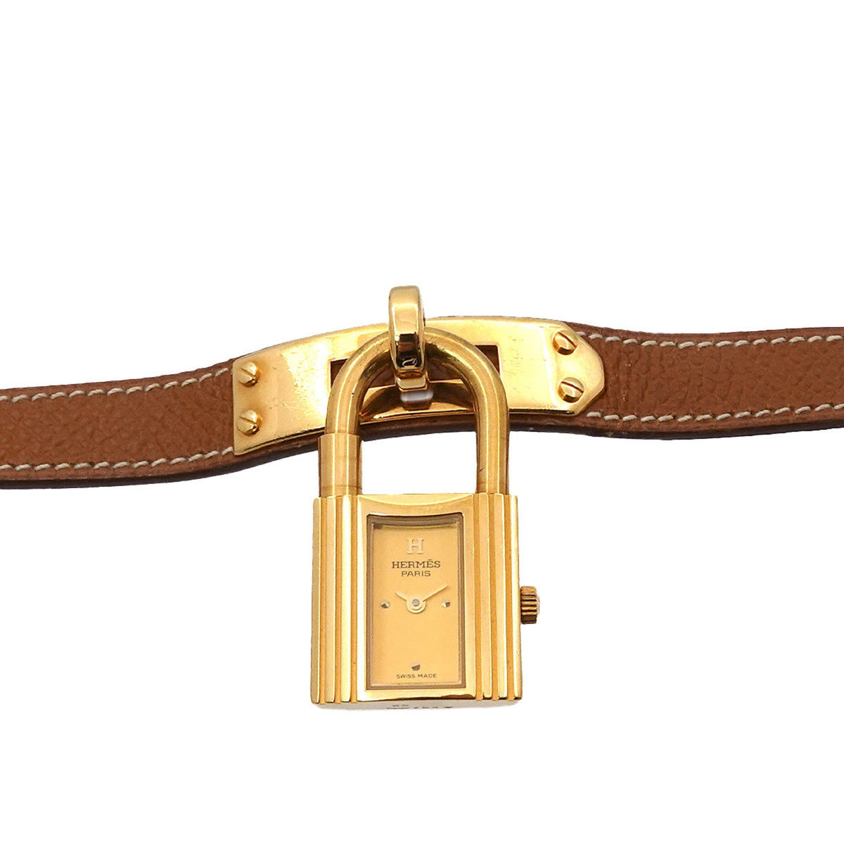 Pre-Owned Herm?s Kelly Watch, Women's Gold Quartz Watch with Cadena Strap