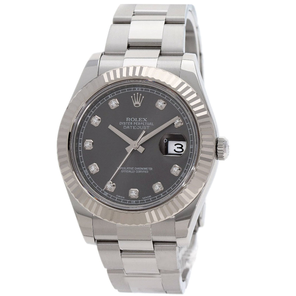 Pre-Owned Rolex 116334G Datejust II 10P Diamond Watch Stainless Steel/SS/18K White Gold Men's ROLEX