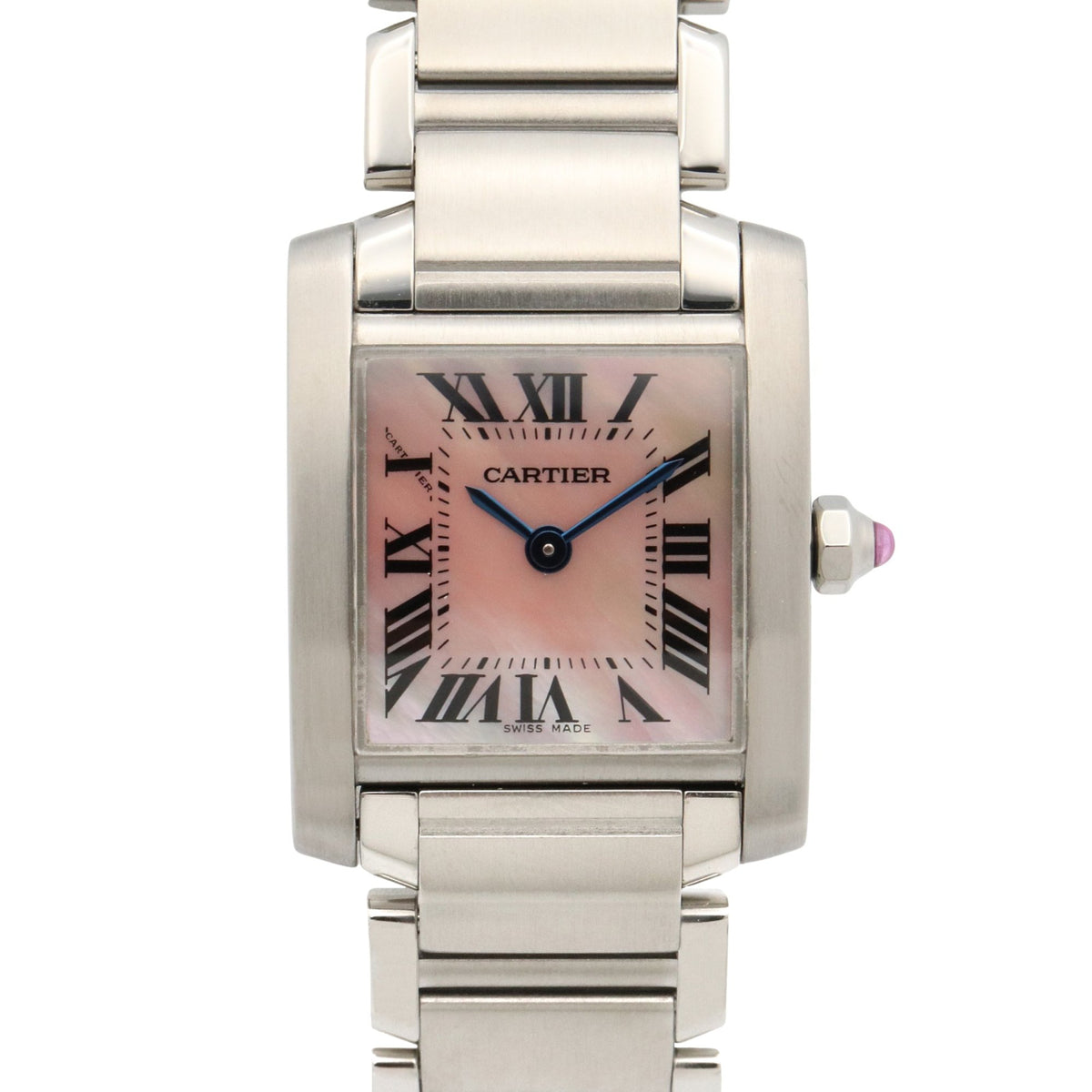 Pre-Owned Cartier Tank Fran?aise Small Watch, Stainless Steel, Women's, Pink, Pink Shell, W51028Q3