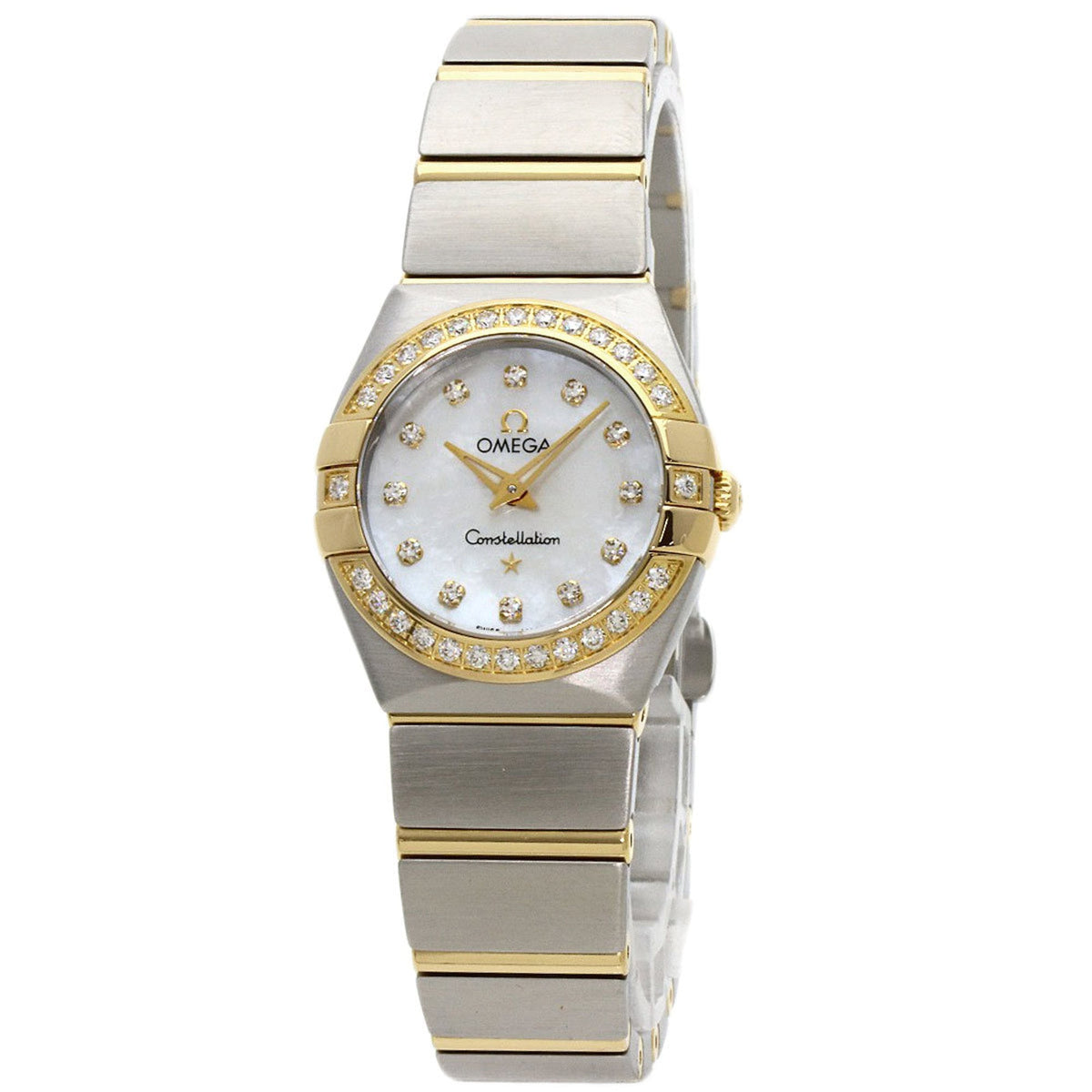 Pre-Owned Omega 123.25.24.60.55.003 Constellation Mini Brushed Diamond Watch in Stainless Steel/SSx18KYG with Diamonds, Women's