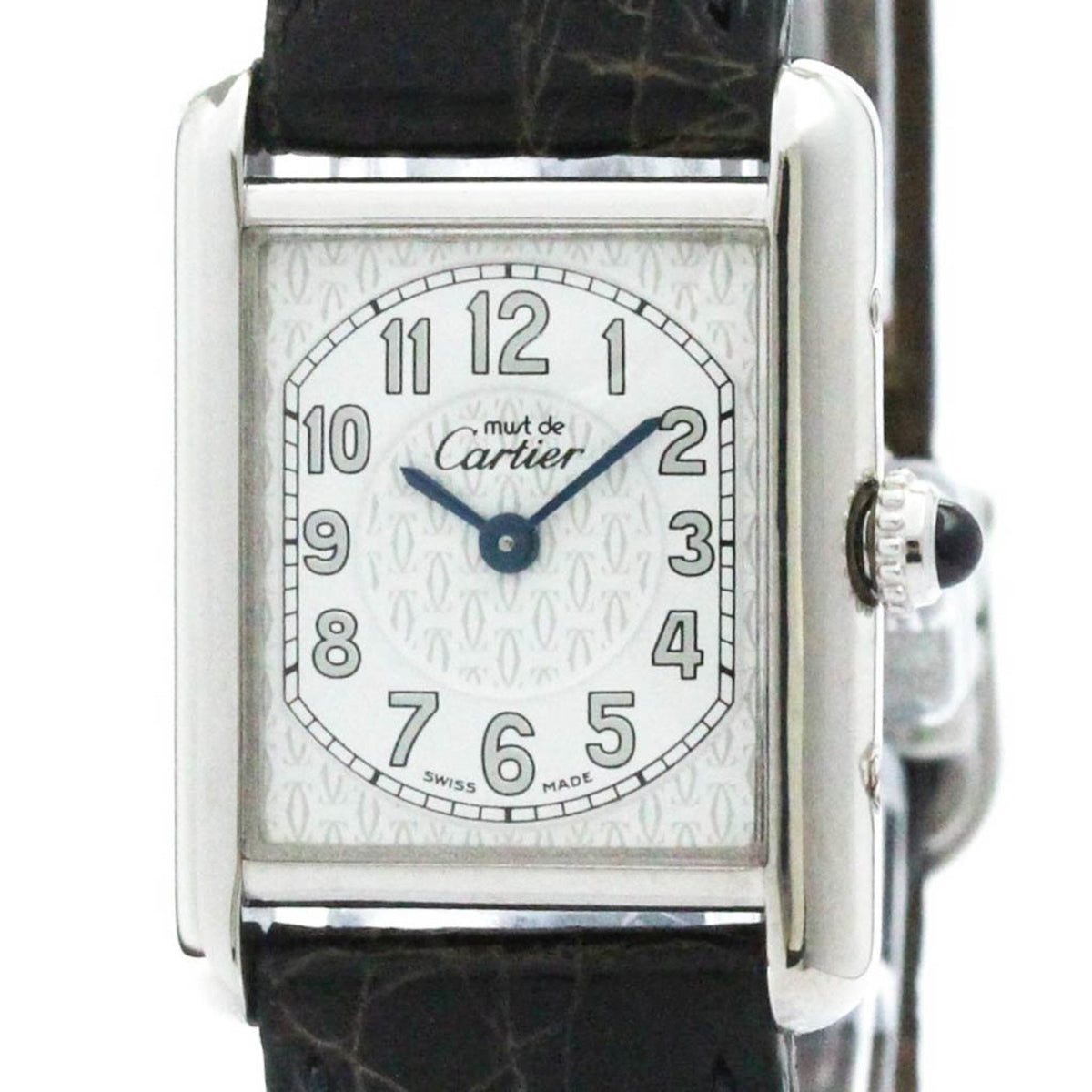 Pre-Owned CARTIER Must Tank Stainless Steel Leather Quartz Ladies Watch W1014254