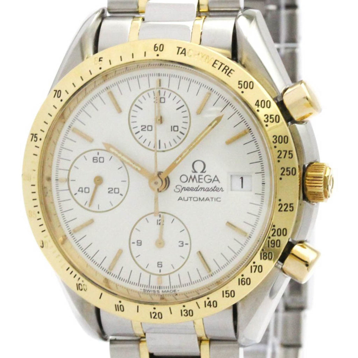 Pre-Owned OMEGA Speedmaster Date 18K Gold Steel Automatic Watch 3311.20
