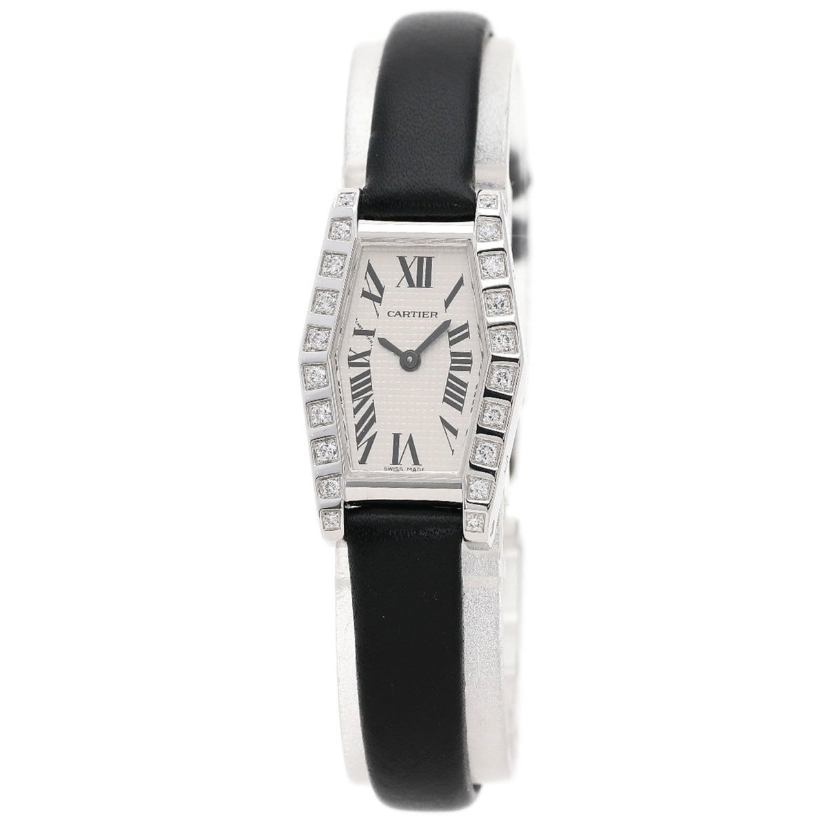 Montre Cartier WJ2005W3 Hexagonal Lanier d'occasion, or blanc 18 carats, cuir, femme 