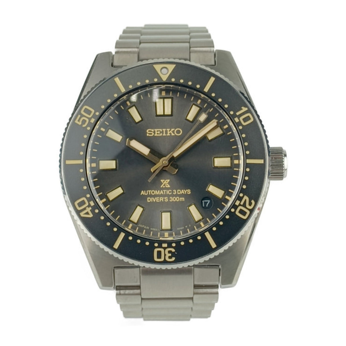 Pre-Owned SEIKO Prospex Diver Scuba SBDC199 6R55-00G0 Watch Silver Grey Dial SS Men's 100th Anniversary Mechanical 1965 Heritage Special Edition Automatic