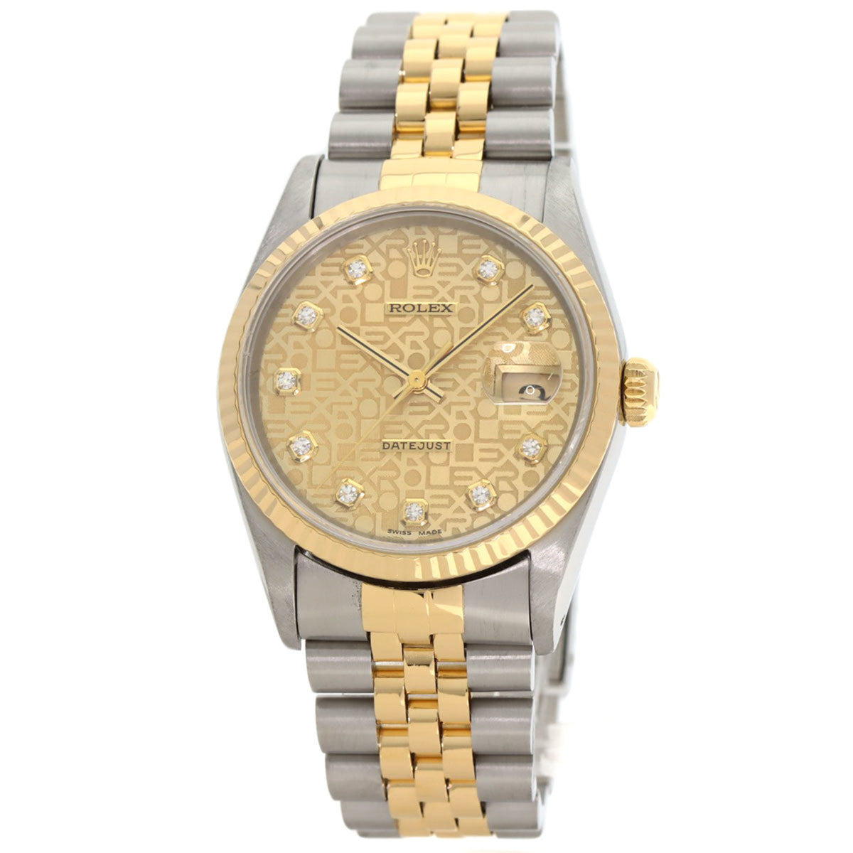 Pre-Owned Rolex 16233G Datejust 10P Diamond Watch, Stainless Steel SSx18KYG, 18KYG, Men's