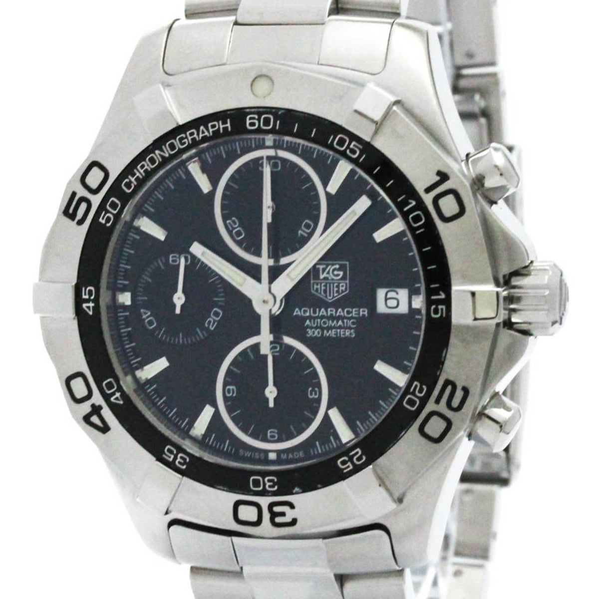 Pre-Owned Polished TAG HEUER Aquaracer Chronograph Steel Automatic Watch CAF2110 BF581285
