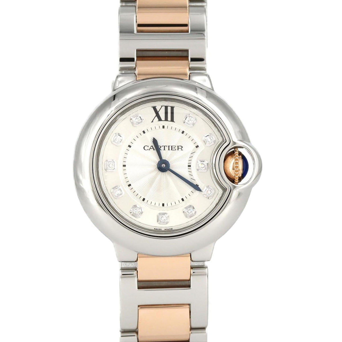 Pre-Owned Cartier Ballon Bleu SM PG Combination 11P WE902030 SSxPG Quartz Watch