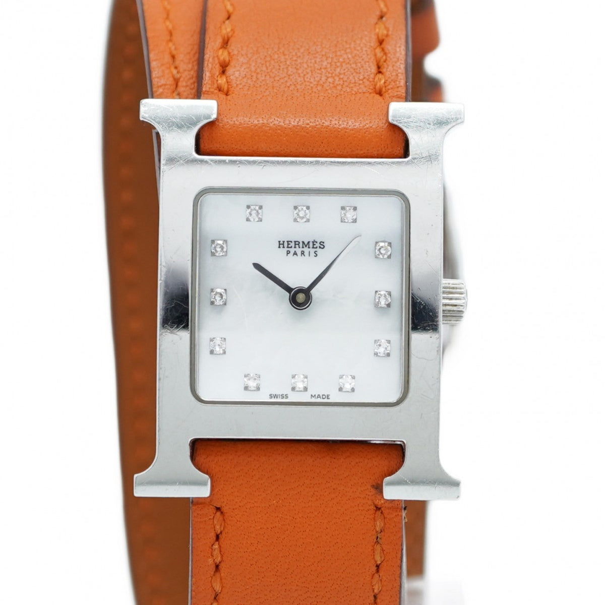 Pre-Owned Hermes H Watch HH1.210 White Dial for Women