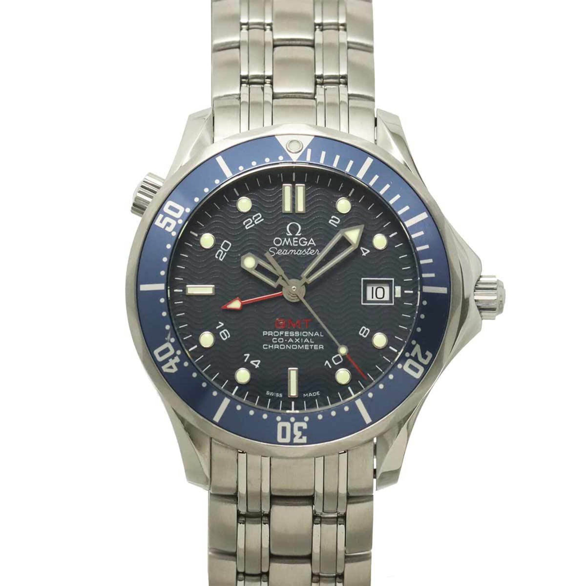 Pre-Owned Omega Seamaster Professional 300 GMT 2535 80 Men's Watch, Date, Navy, Automatic Movement
