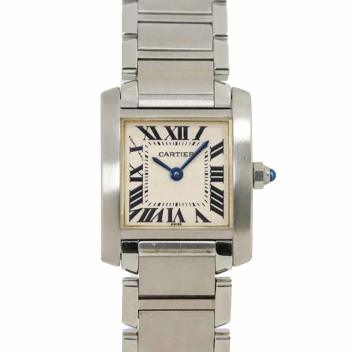 Gebrauchte Cartier Tank Francaise SM W51008Q3 Damenuhr Elfenbein Quarz 
