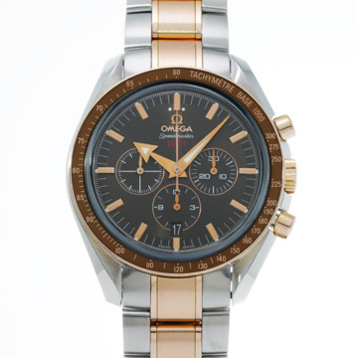 Pre-Owned Omega Speedmaster Broad Arrow 1957 50th 321.90.42.50.13.001 Brown Men's Watch Automatic