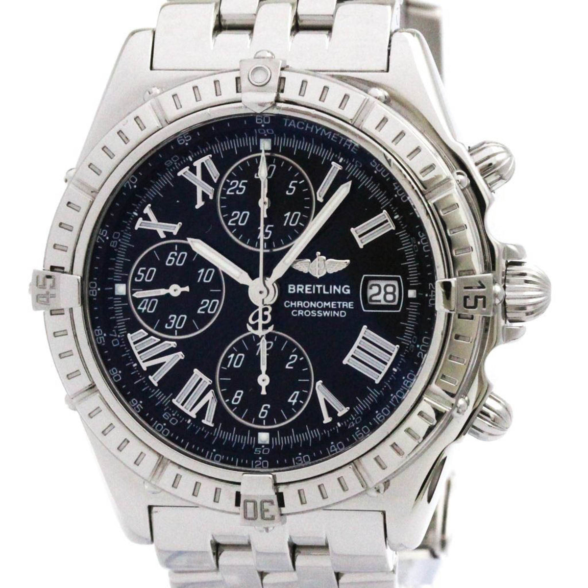 Pre-Owned BREITLING Crosswind Chronograph Steel Automatic Watch A13355 Polished
