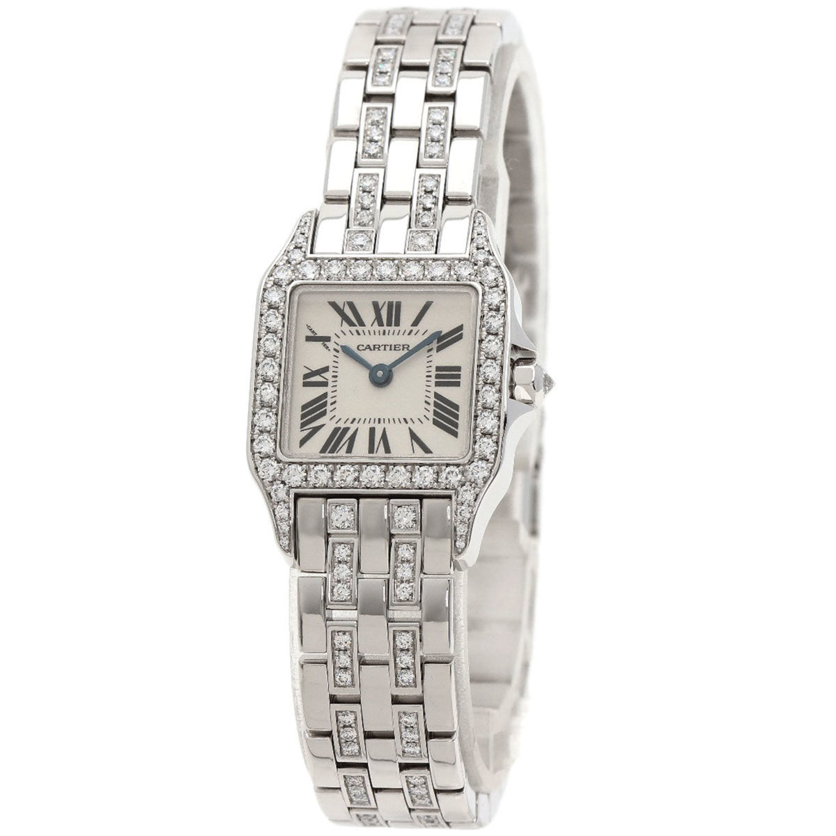 Pre-Owned Cartier WF9003YC Santos Demoiselle SM Diamond Watch 18K White Gold K18WG Women's CARTIER