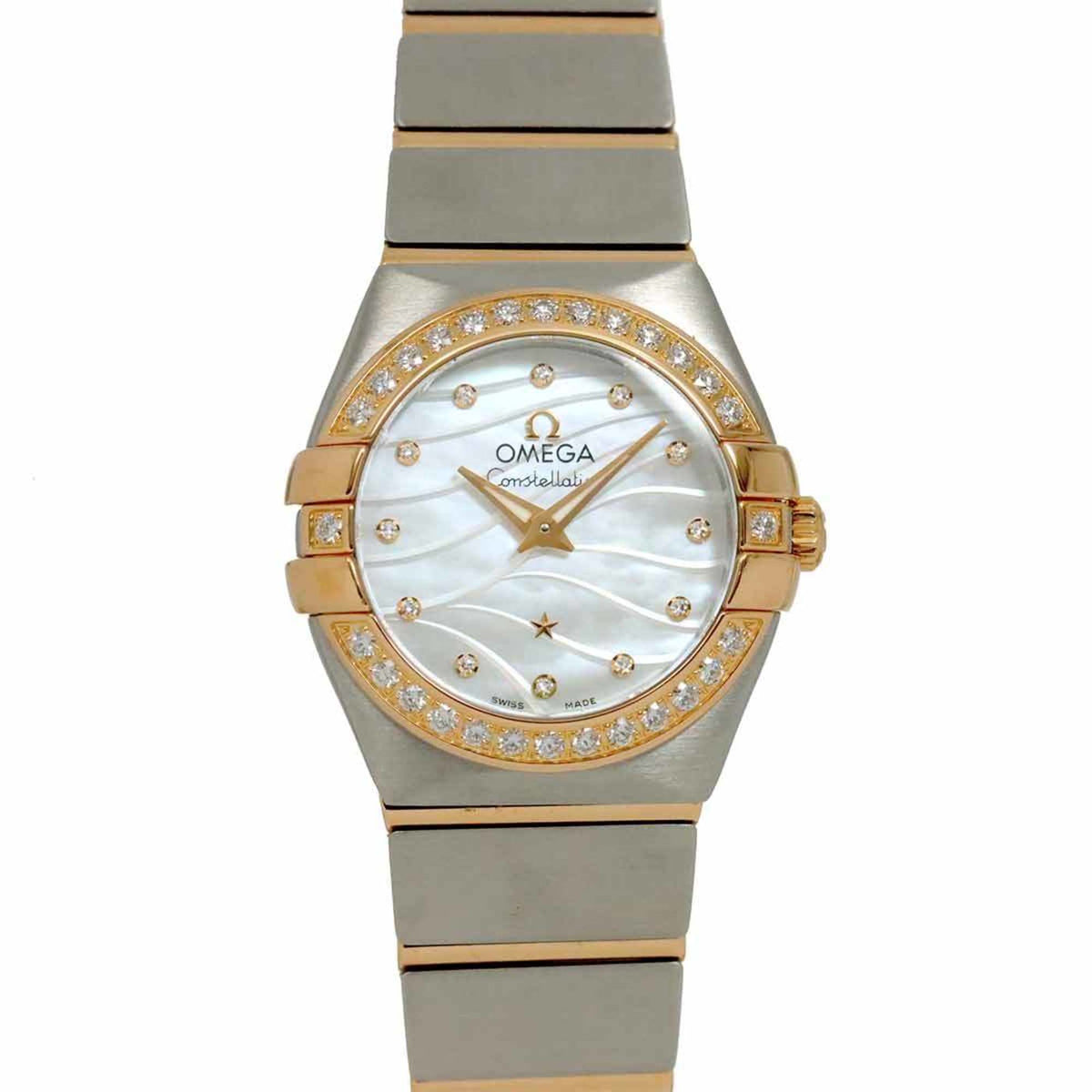 Pre-Owned OMEGA Constellation Brushed Two-tone 123 25 24 60 55 012 Ladies' Watch Diamond Bezel 12P White Shell K18PG Quartz