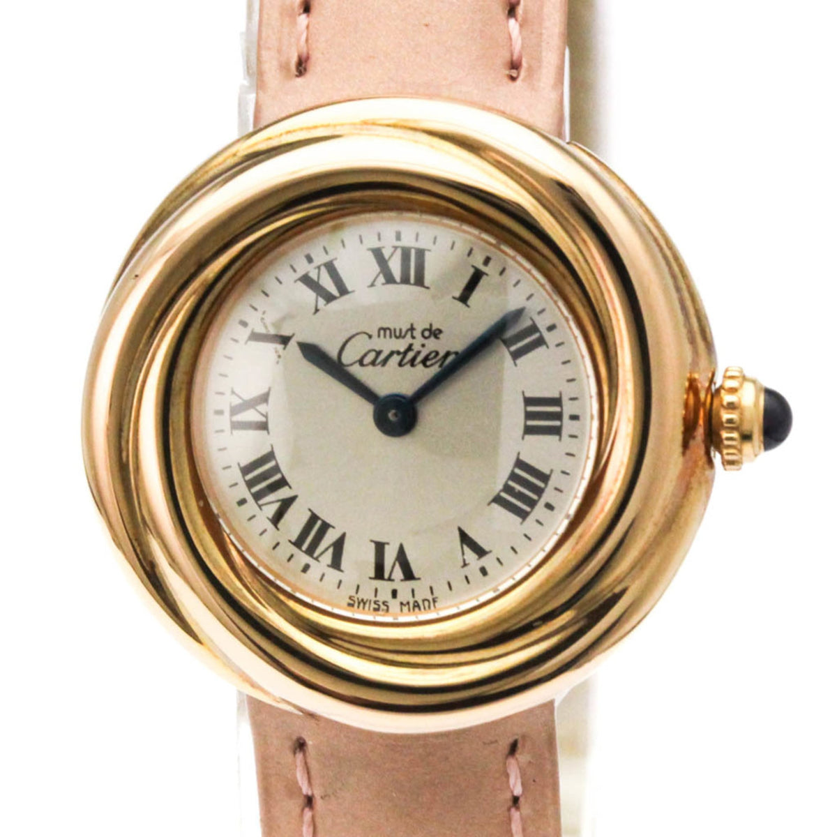 Pre-Owned CARTIER Must Trinity Pink Gold Plated Quartz Ladies Watch W1015045 Polished