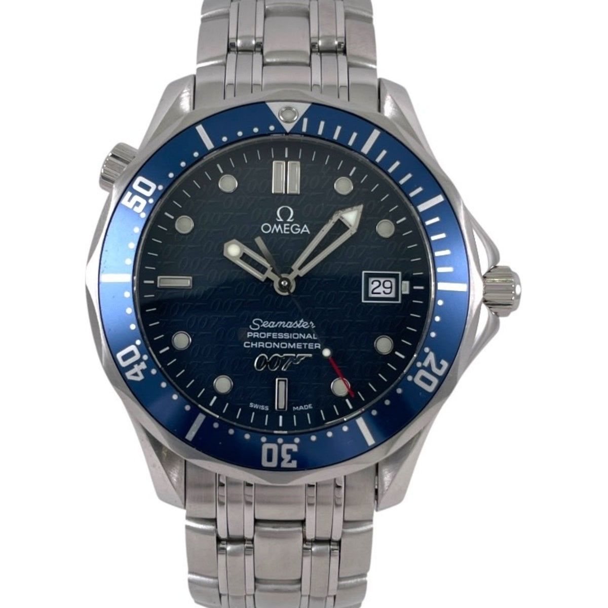 Pre-Owned OMEGA Seamaster Professional 007 2537.80 Men's Stainless Steel Watch, James Bond 40th Anniversary Limited Edition, Automatic, Blue