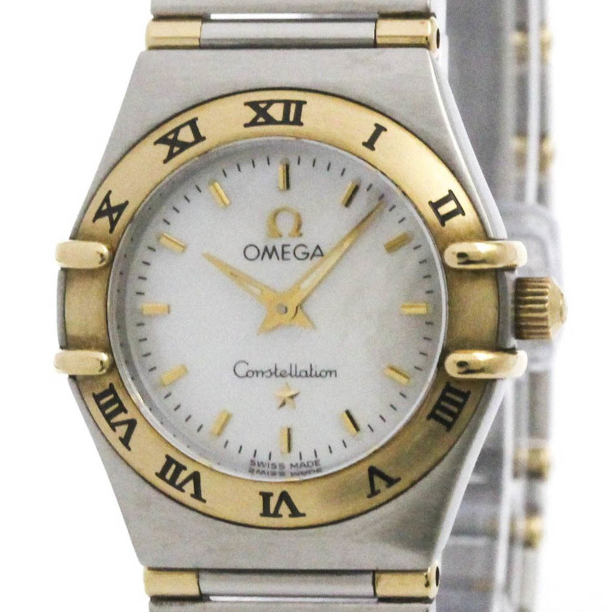 Pre-Owned OMEGA Constellation MOP 18K Gold Steel Ladies Watch 1362.70 Polished