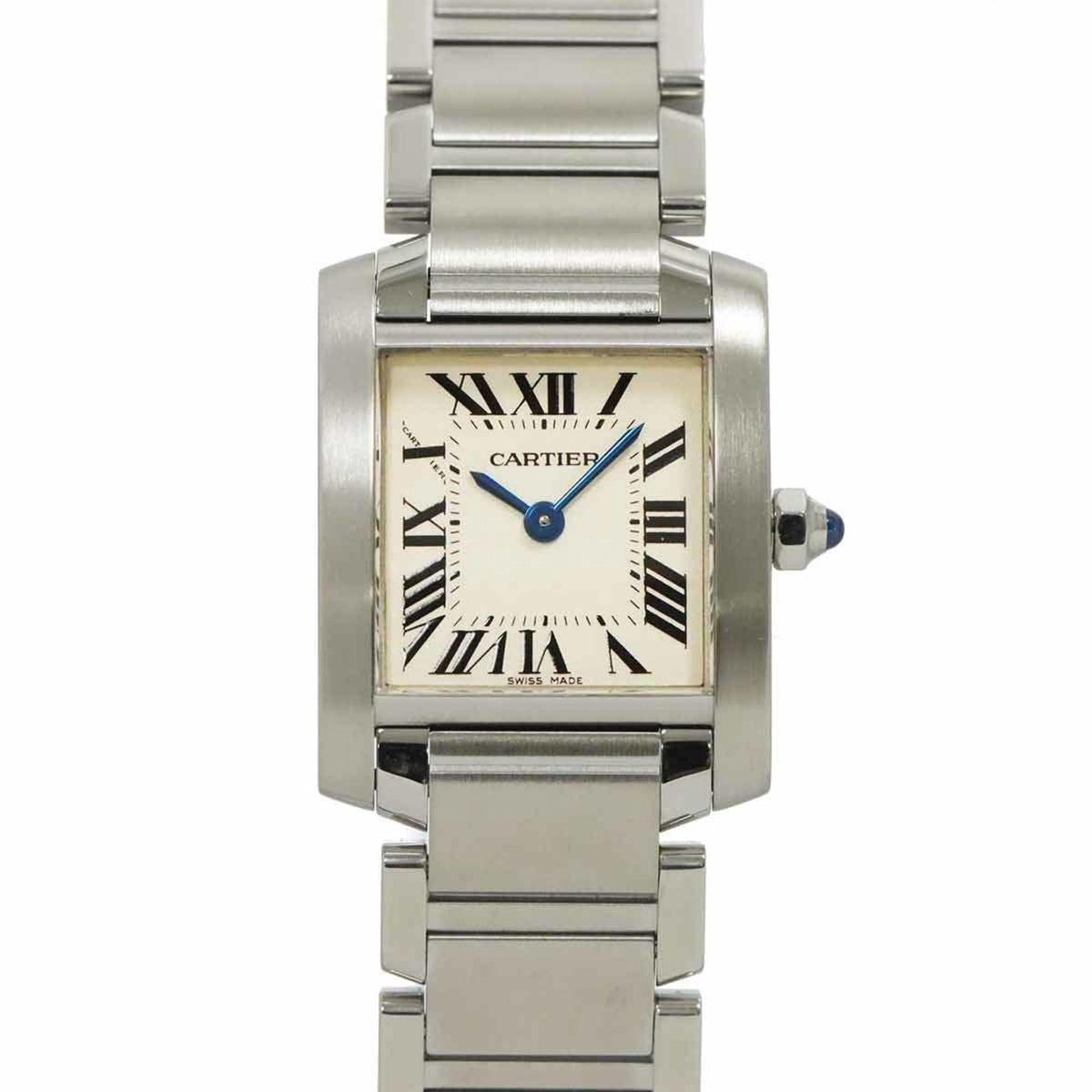 Gebrauchte Cartier Tank Francaise SM W51008Q3 Damenuhr Elfenbein Quarz 