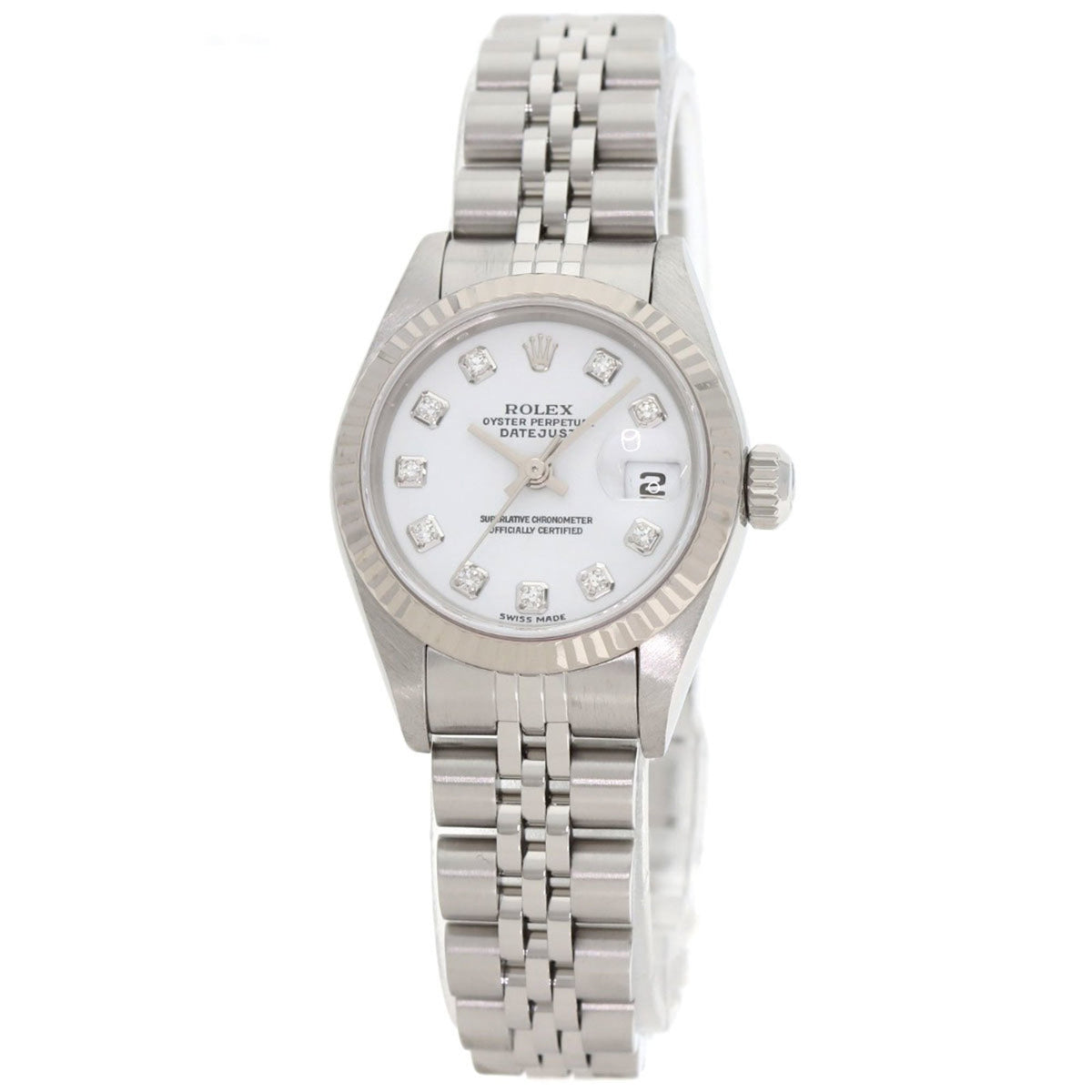 Pre-Owned Rolex 79174G Datejust 10P Diamond Watch in Stainless Steel SS 18K White Gold for Women