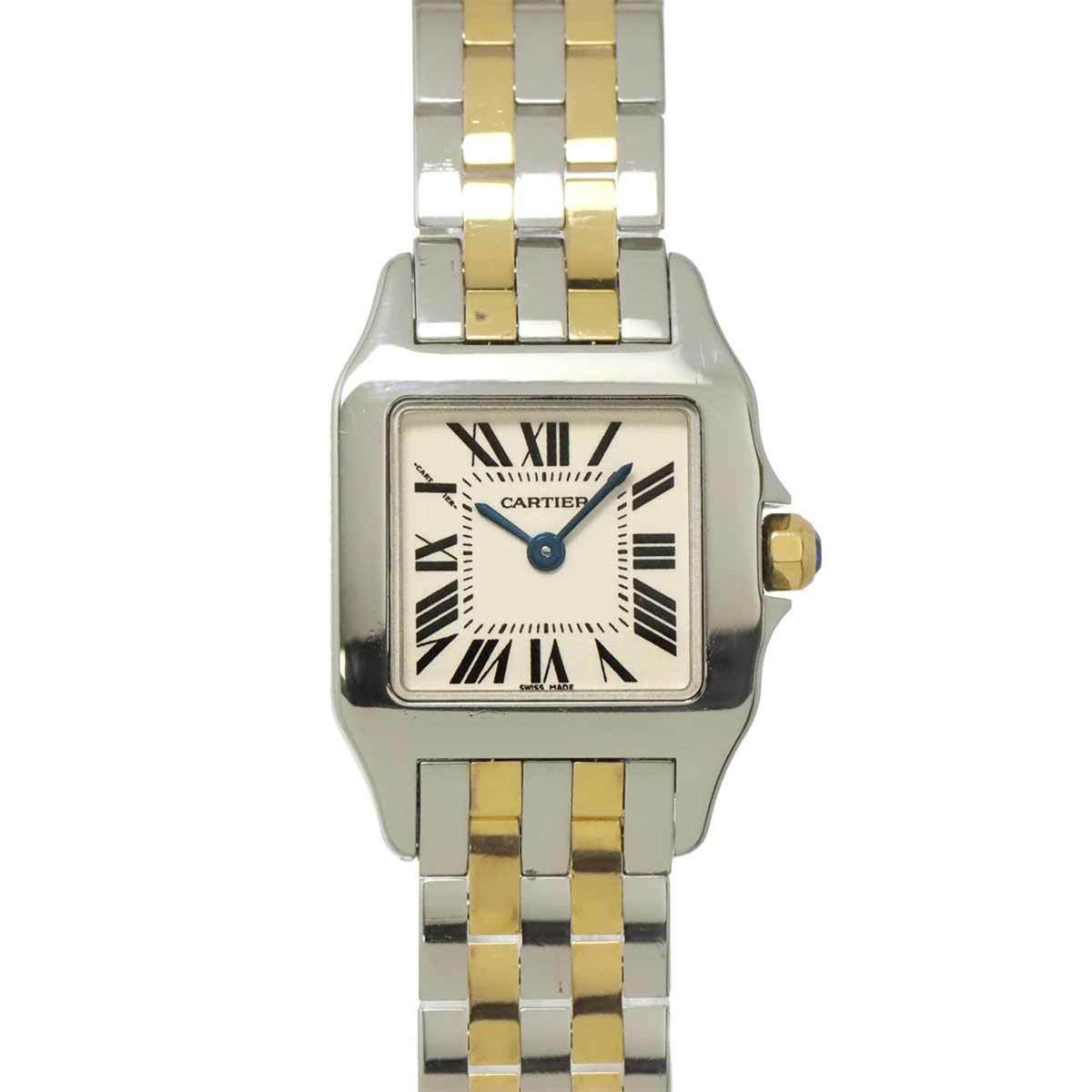 Pre-Owned Cartier Santos Demoiselle SM Two-Tone W25066Z6 Women's Watch Ivory YG Yellow Gold Quartz
