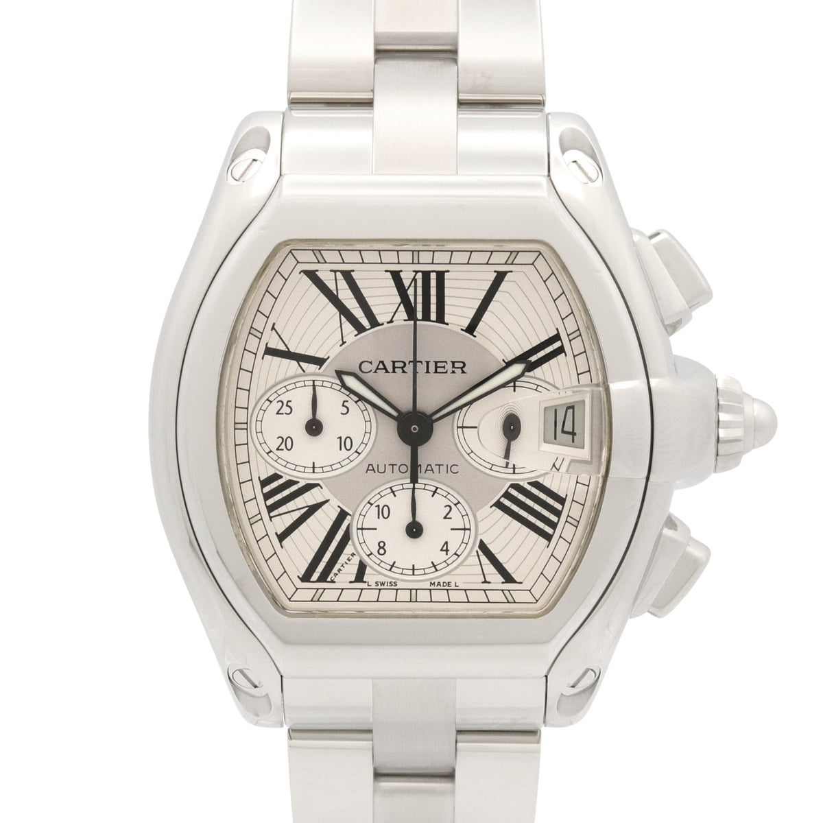 Pre-Owned Cartier Roadster Chrono LM Watch, Stainless Steel, Men's, Silver Tone, W62019X6