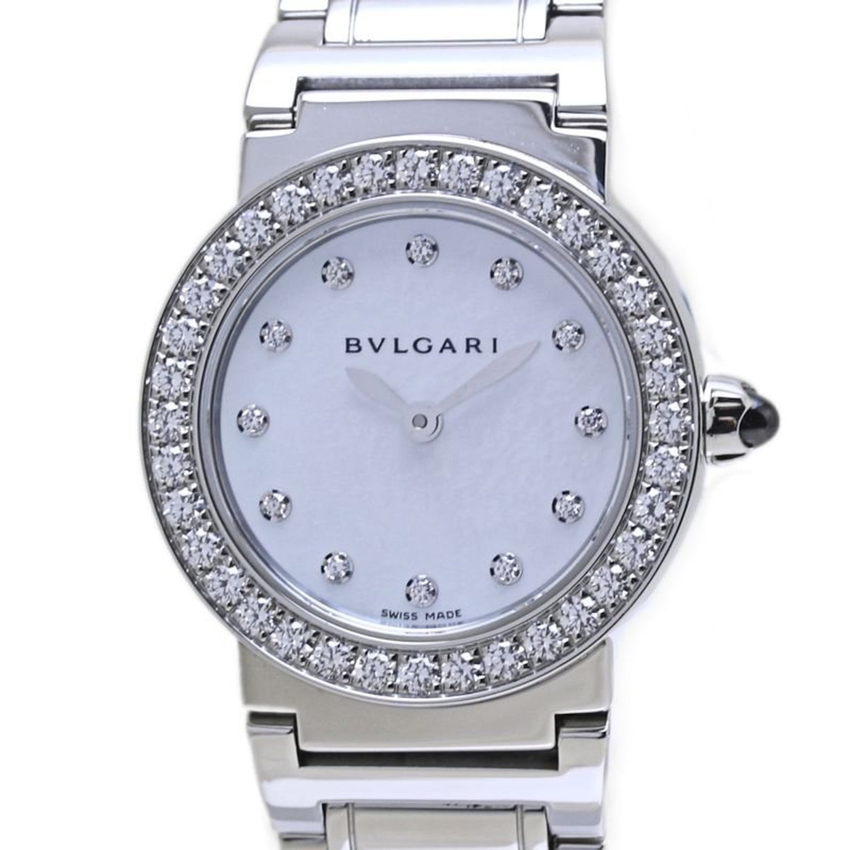 Pre-Owned BVLGARI Women's Stainless Steel Watch with 12 Diamond Bezel (BBL26WSDS BBL26S 102374) 40086