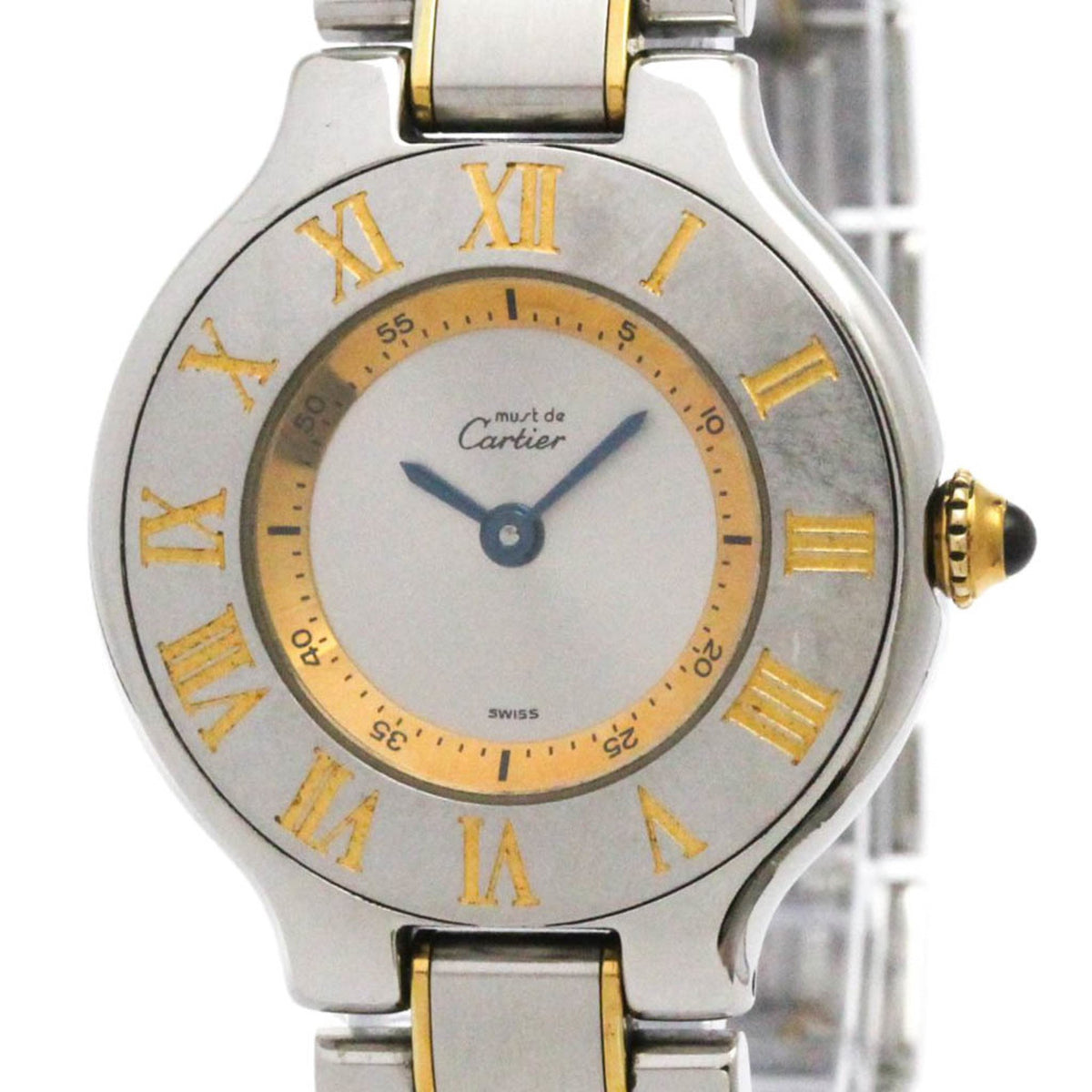 Pre-Owned CARTIER Must 21 Gold Plated Steel Quartz Ladies Watch W10073R6 Polished