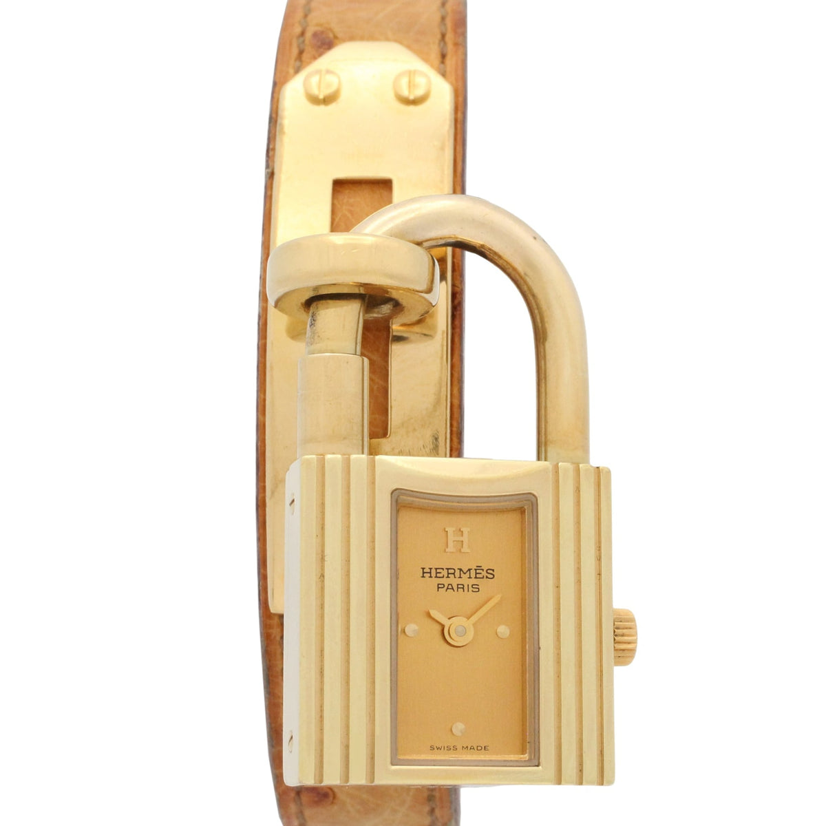 Pre-Owned Hermes Kelly Watch, Gold Plated Leather Strap, Ladies' Champagne Color, KE1.201