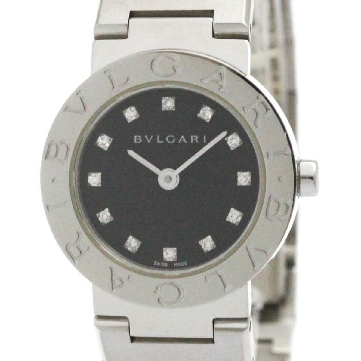 Pre-Owned BVLGARI BVLGARI-BVLGARI Diamond Steel Quartz Ladies Watch BB23SS Polished