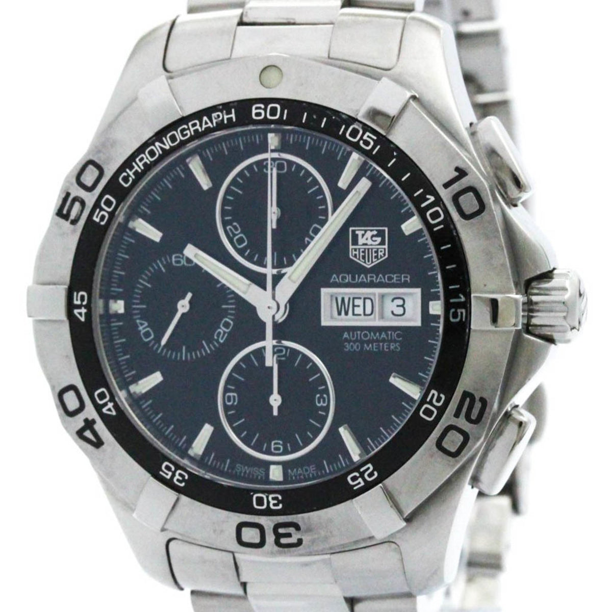 Pre-Owned Polished TAG HEUER Aquaracer Chronograph Steel Automatic Watch CAF2010 BF574137