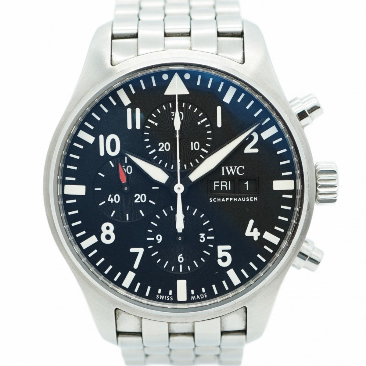 Pre-Owned IWC Schaffhausen Pilot IW377710 Men's Black Dial Watch